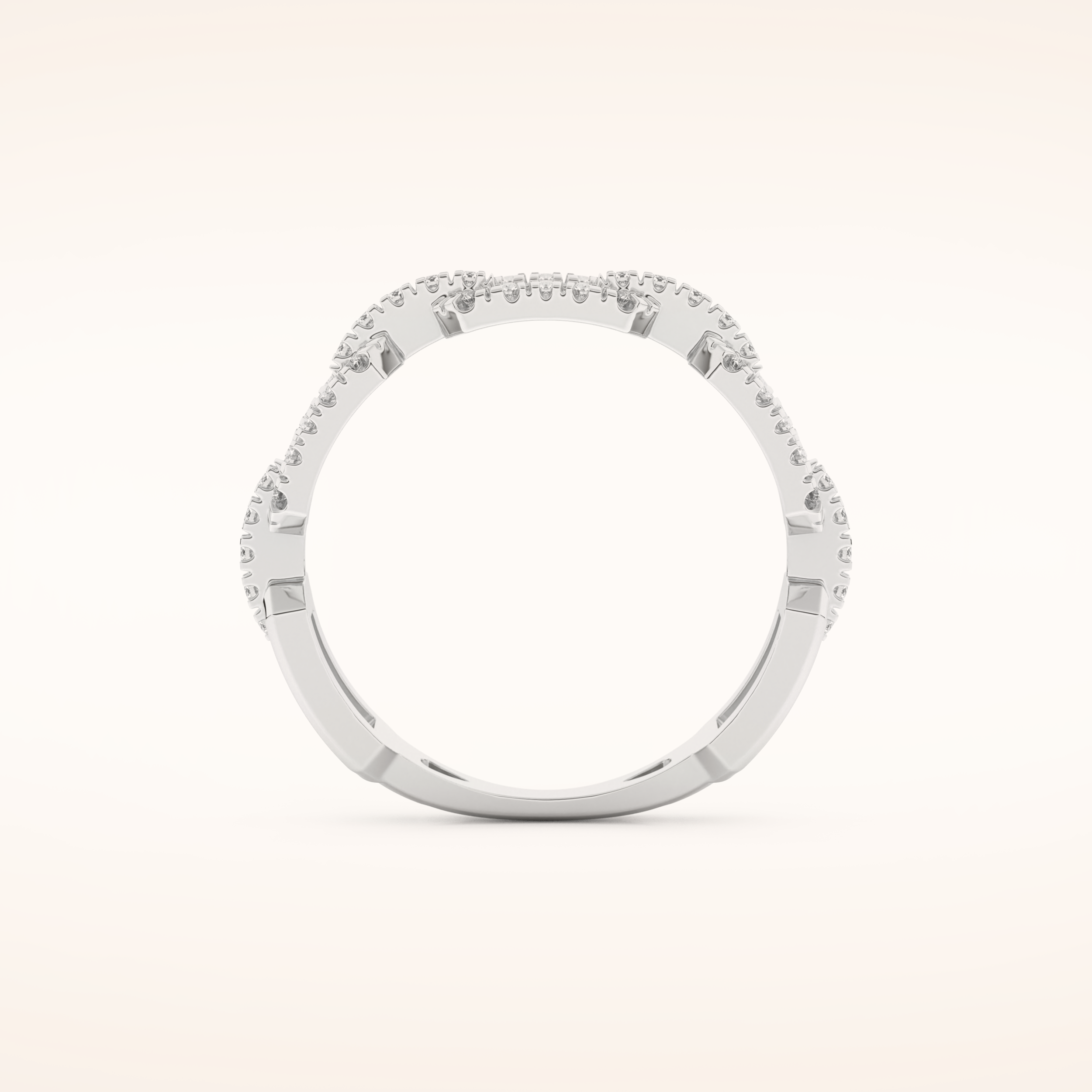 0.23 TCW Round Shaped Moissanite Chain Linked Wedding Band
