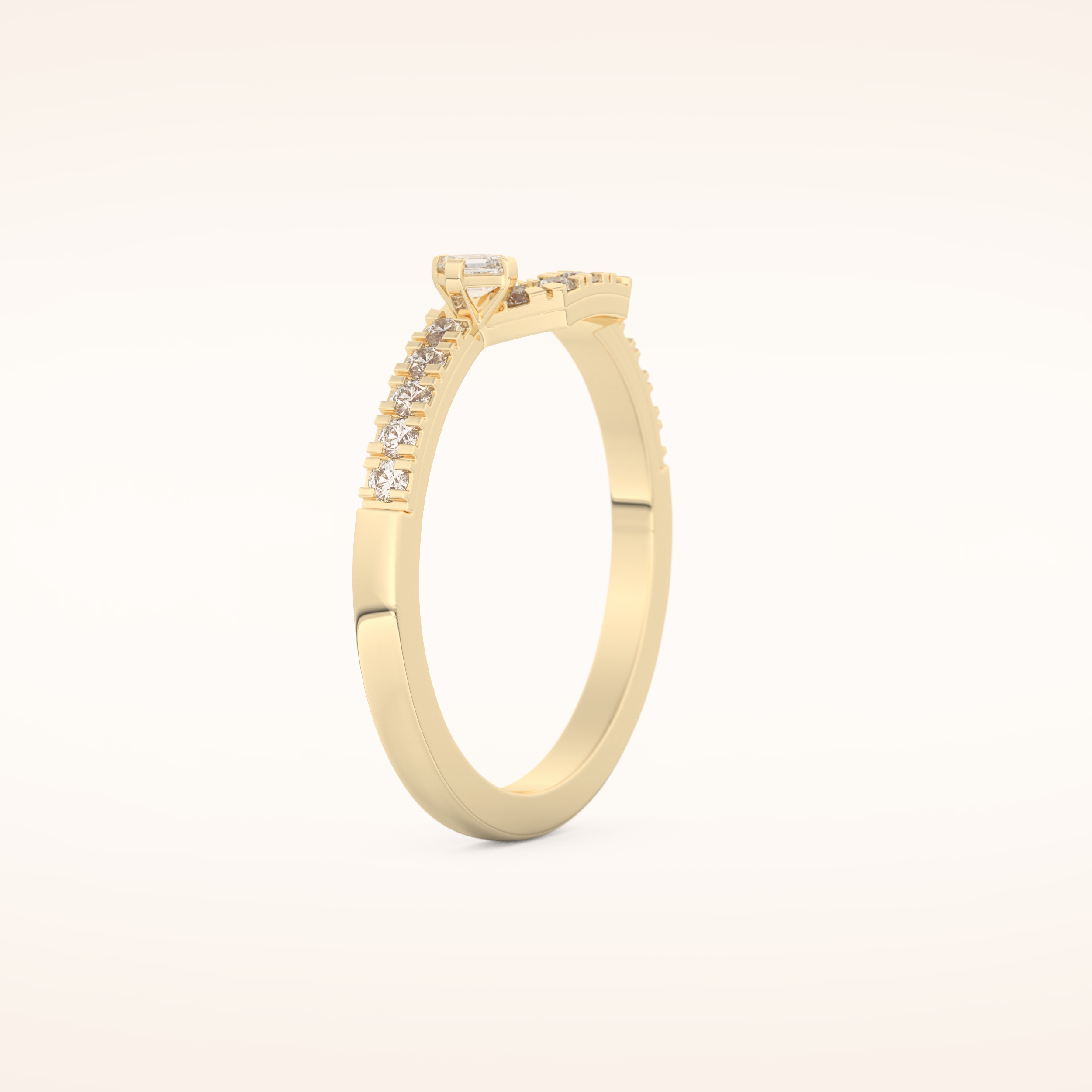 0.26 TCW Round & Asscher Shaped Moissanite Curved Wedding Band
