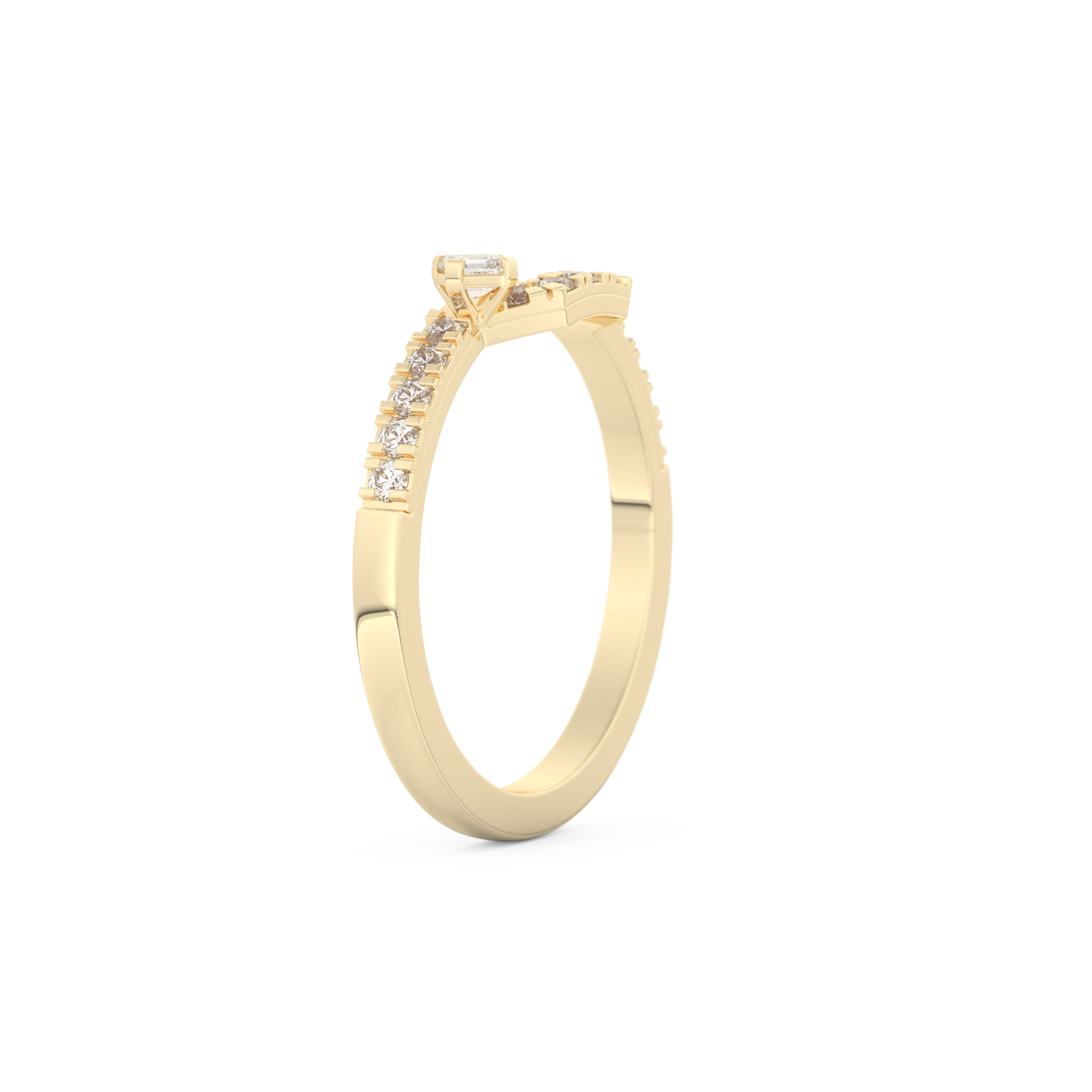 Half Eternity Wedding Band with 0.26 CT Round and Emerald Cut Moissanite – Yellow, White, or Rose Gold 4