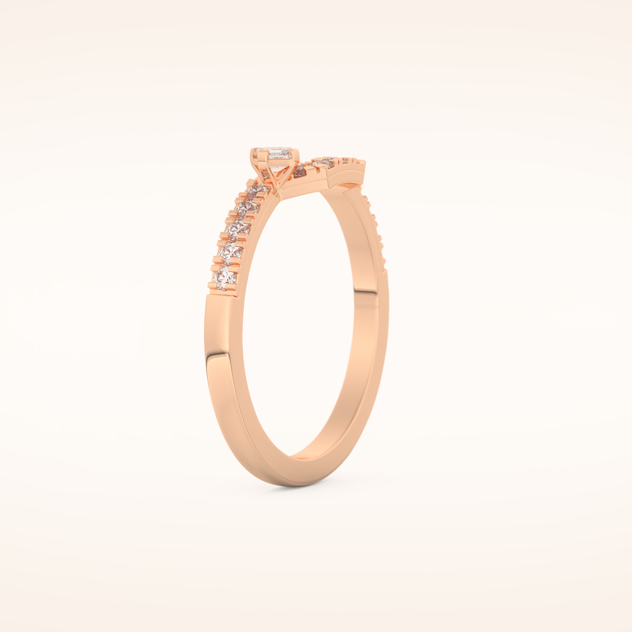0.26 TCW Round & Asscher Shaped Moissanite Curved Wedding Band