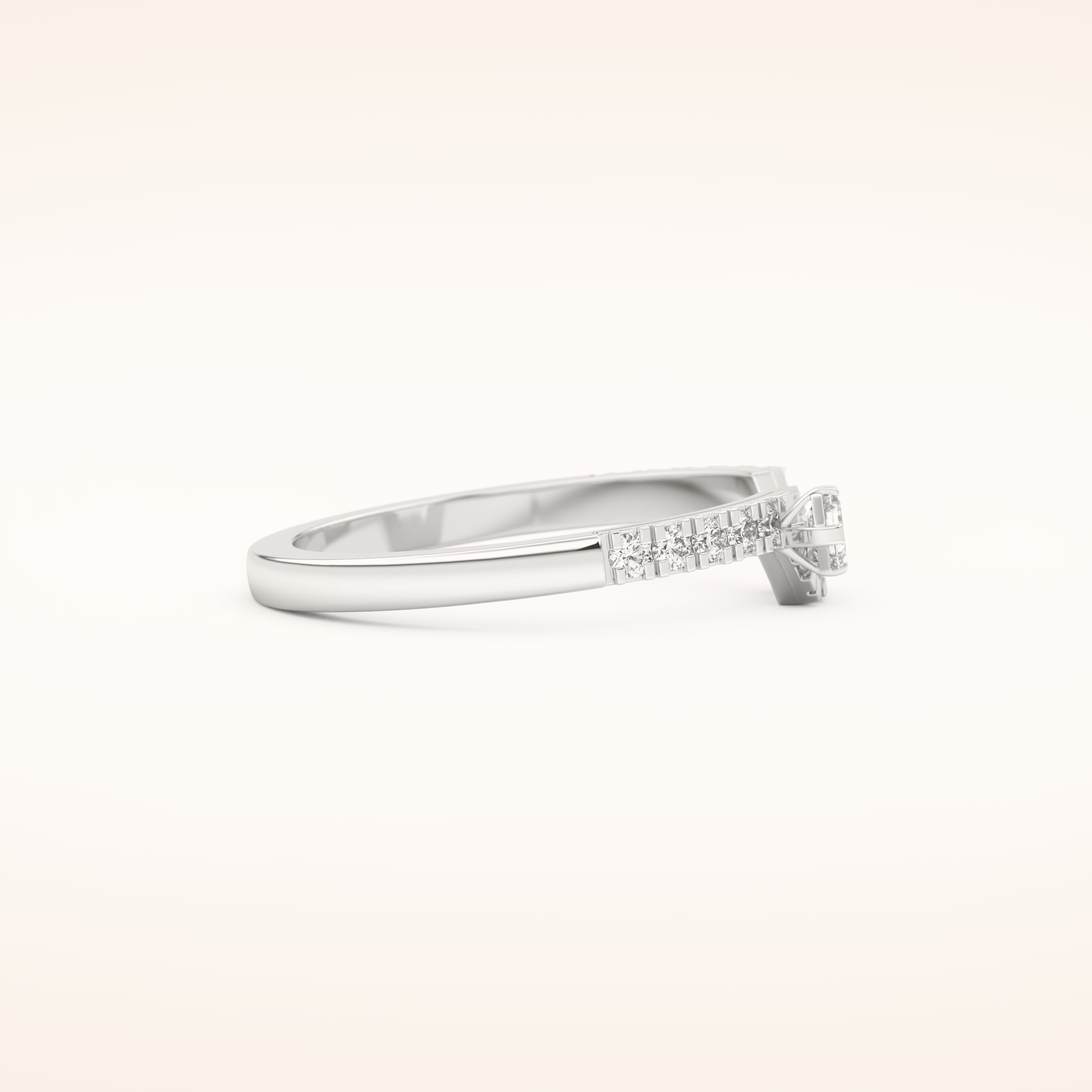 0.26 TCW Round & Asscher Shaped Moissanite Curved Wedding Band