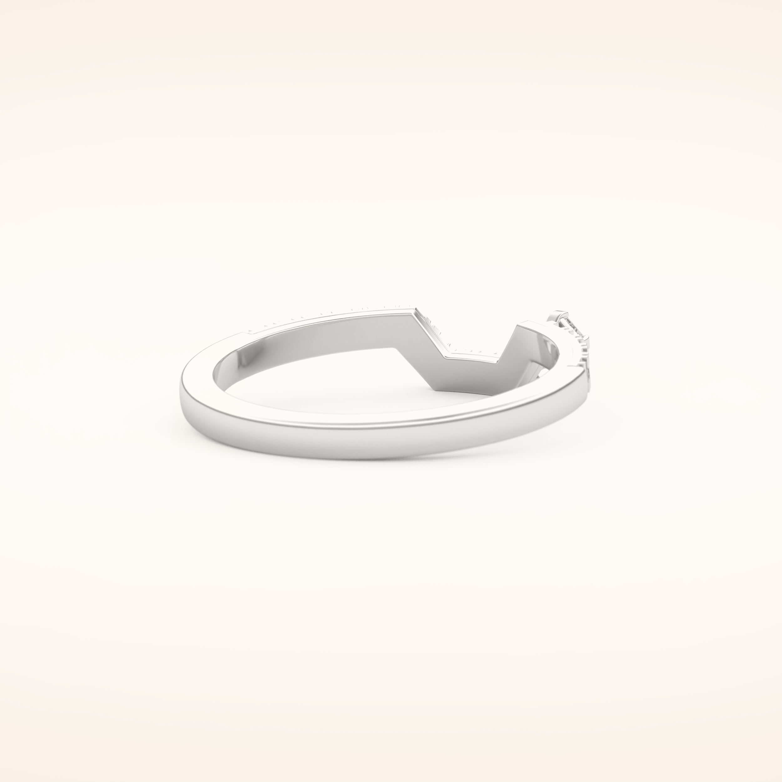 0.26 TCW Round & Asscher Shaped Moissanite Curved Wedding Band