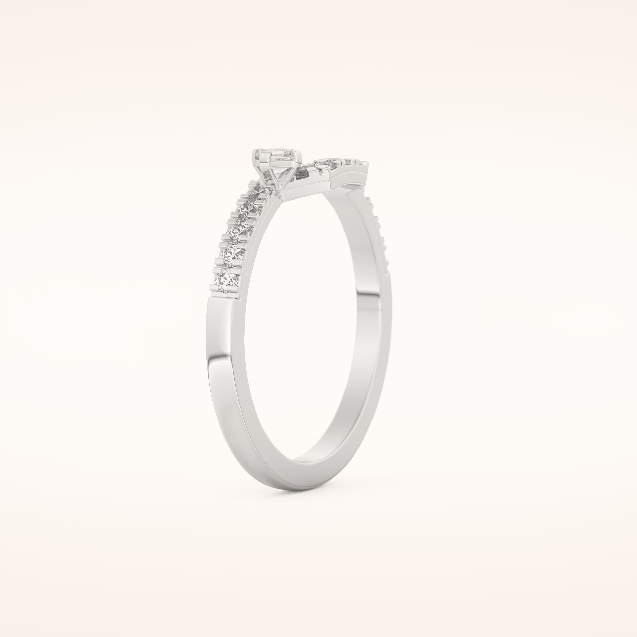 0.26 TCW Round & Asscher Shaped Moissanite Curved Wedding Band