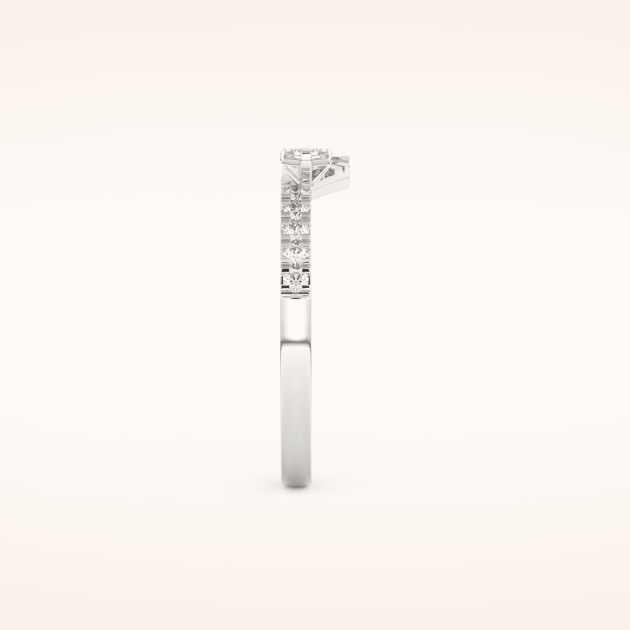0.26 TCW Round & Asscher Shaped Moissanite Curved Wedding Band