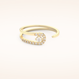 0.13 TCW Round Shaped Moissanite Multi Stone Open Shank Wedding Band