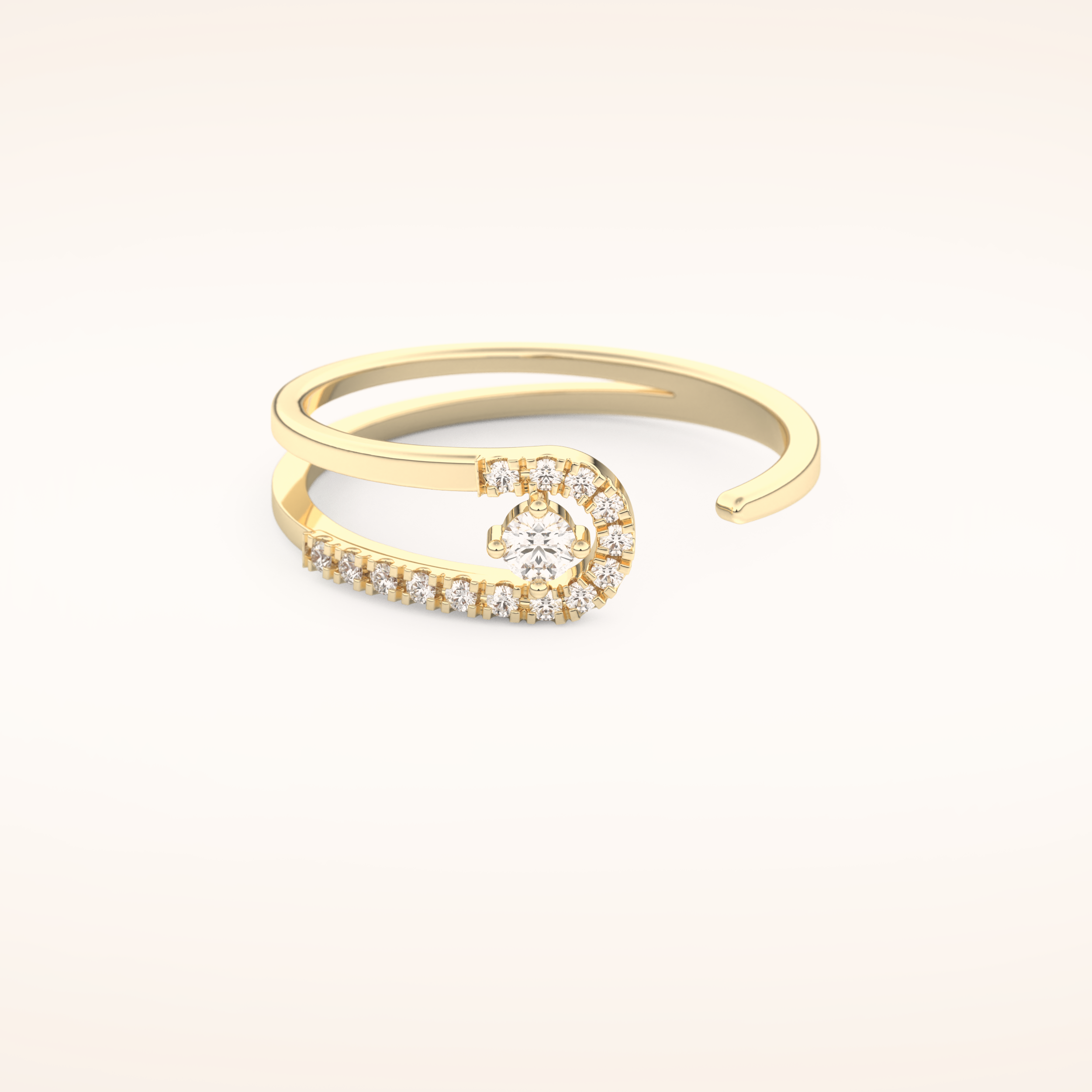 0.13 TCW Round Shaped Moissanite Multi Stone Open Shank Wedding Band