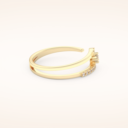 0.13 TCW Round Shaped Moissanite Multi Stone Open Shank Wedding Band