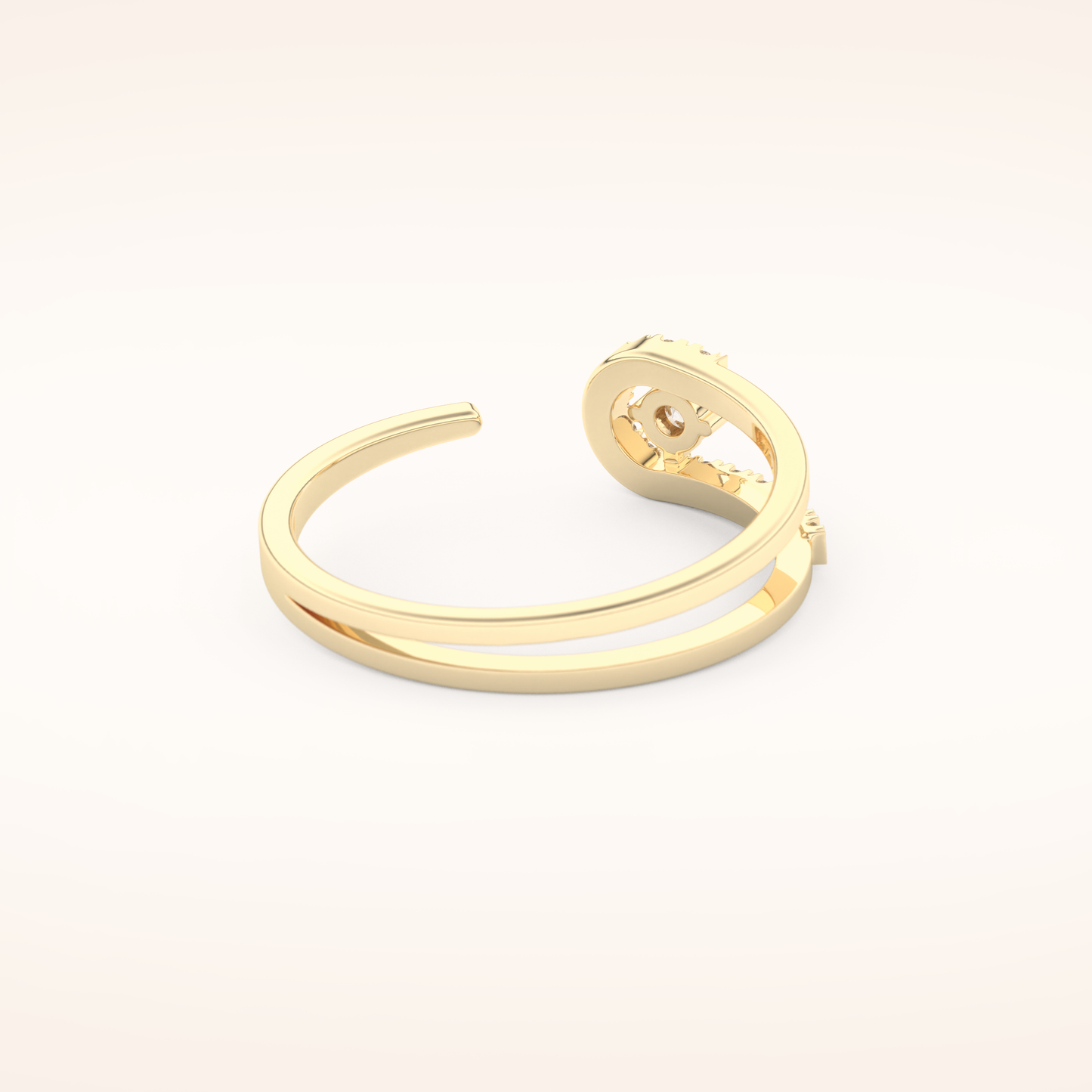 0.13 TCW Round Shaped Moissanite Multi Stone Open Shank Wedding Band