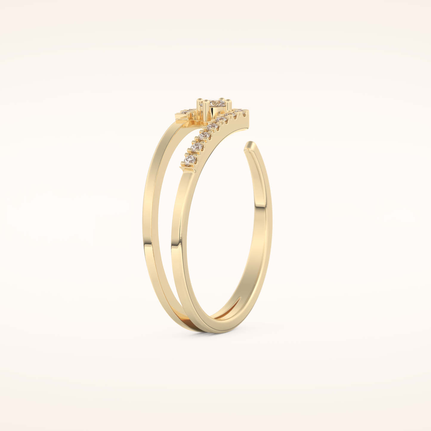 0.13 TCW Round Shaped Moissanite Multi Stone Open Shank Wedding Band