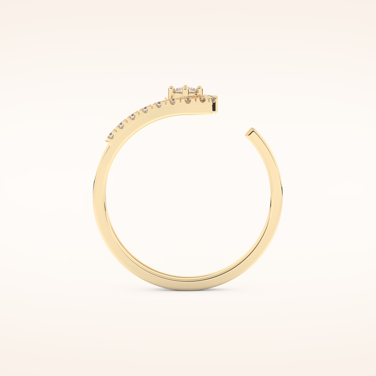 0.13 TCW Round Shaped Moissanite Multi Stone Open Shank Wedding Band