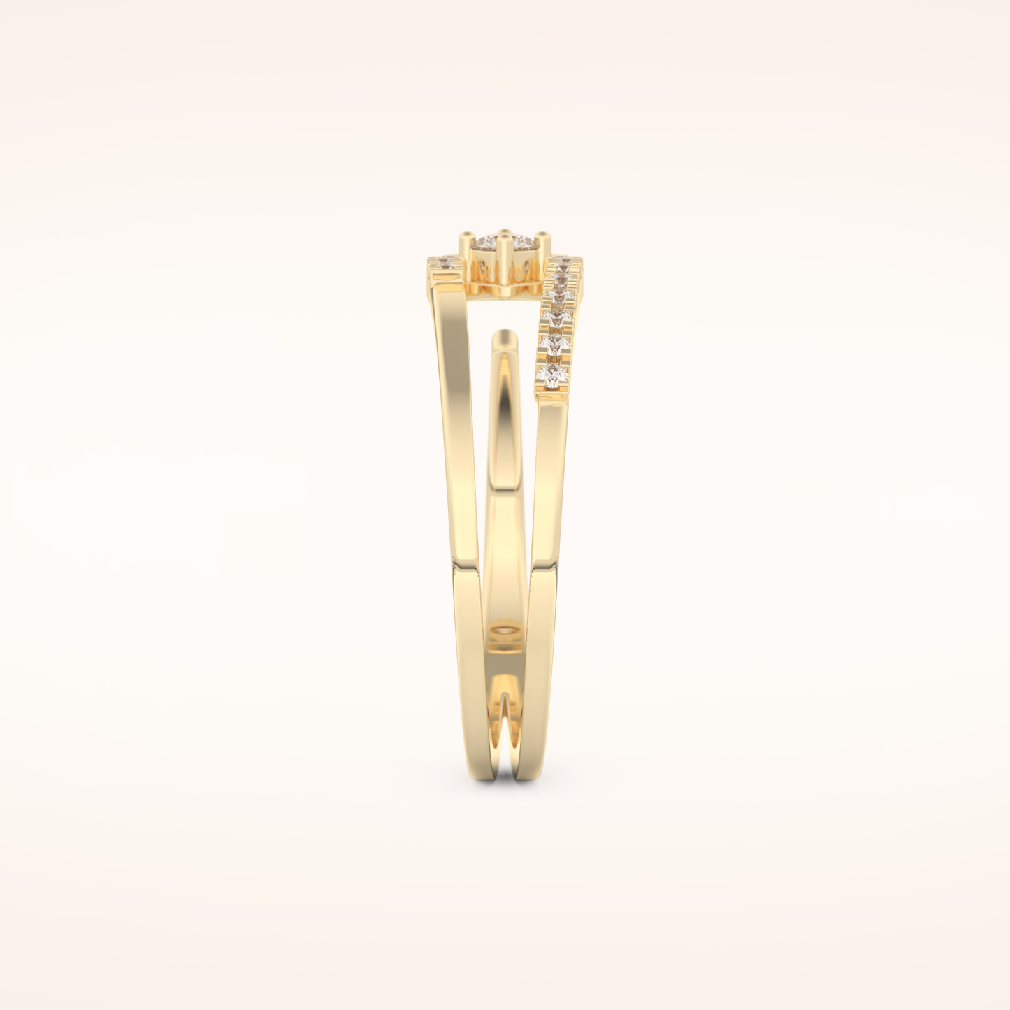 0.13 TCW Round Shaped Moissanite Multi Stone Open Shank Wedding Band