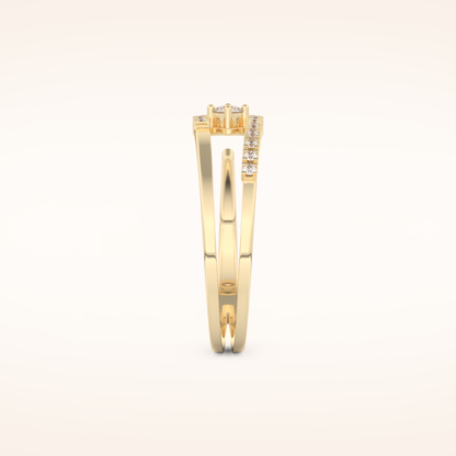 0.13 TCW Round Shaped Moissanite Multi Stone Open Shank Wedding Band