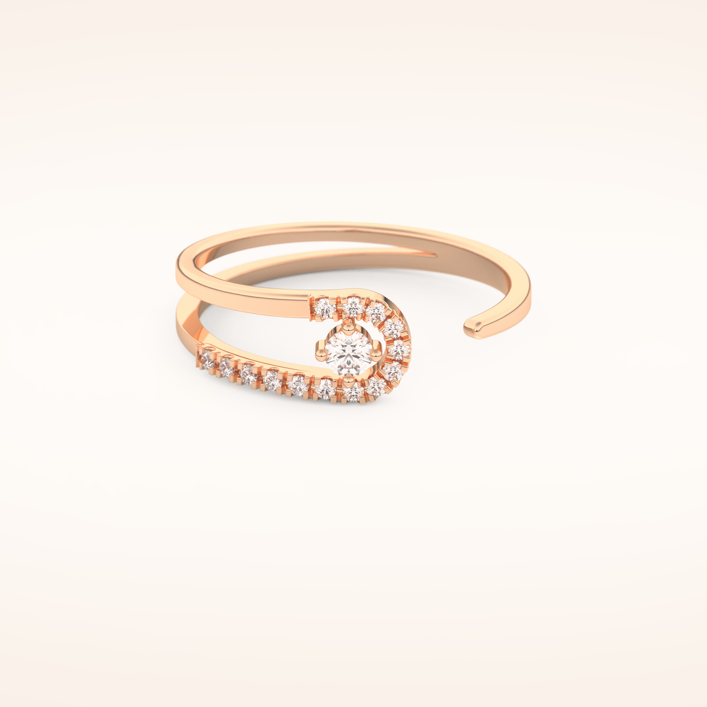 0.13 TCW Round Shaped Moissanite Multi Stone Open Shank Wedding Band