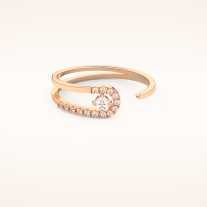 0.13 TCW Round Shaped Moissanite Multi Stone Open Shank Wedding Band