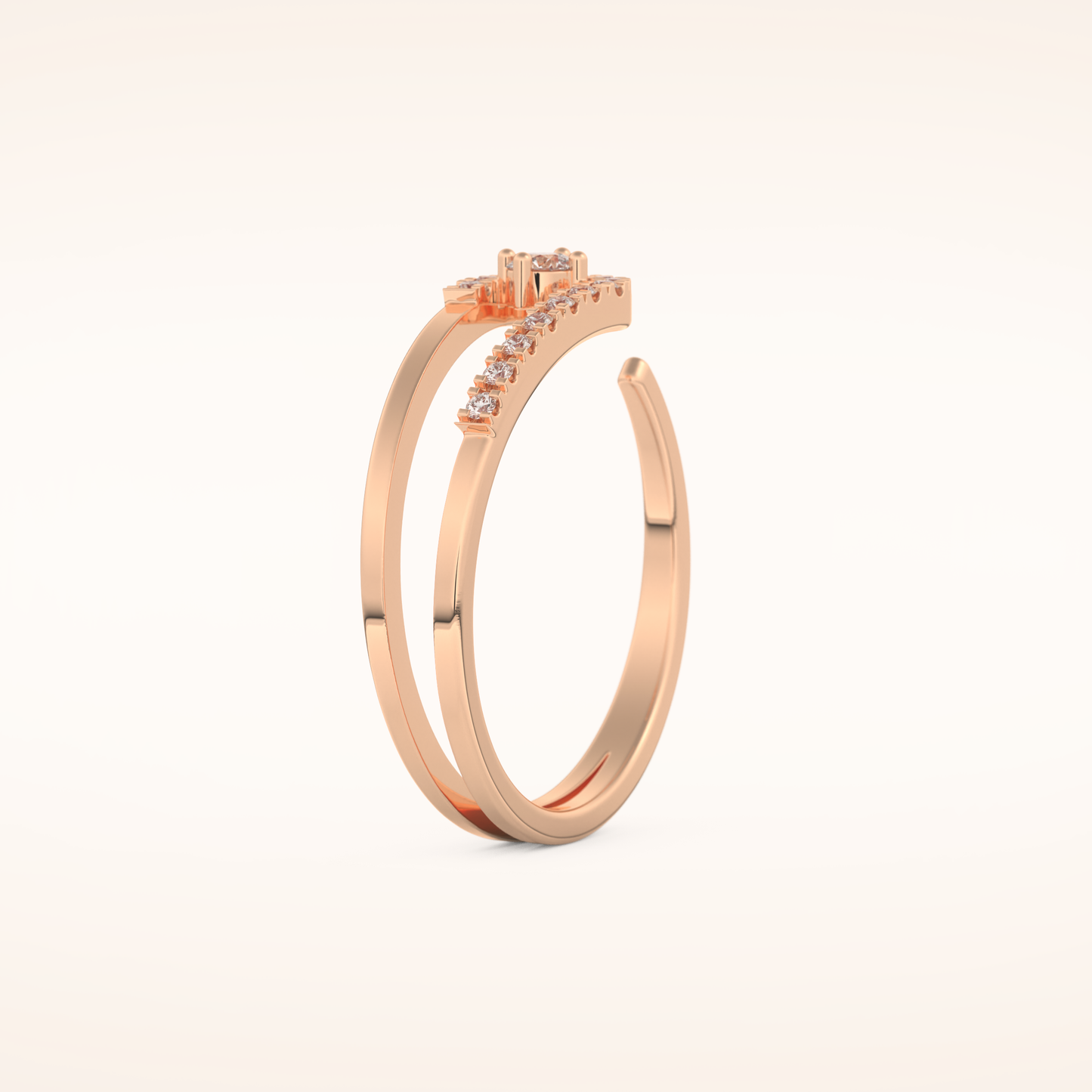 0.13 TCW Round Shaped Moissanite Multi Stone Open Shank Wedding Band