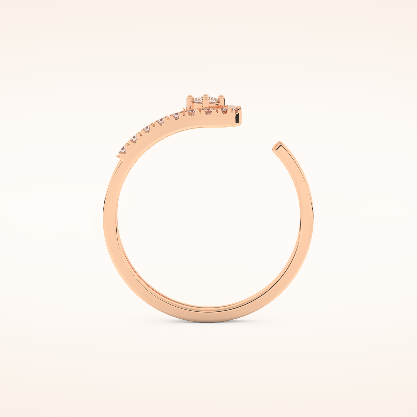 0.13 TCW Round Shaped Moissanite Multi Stone Open Shank Wedding Band