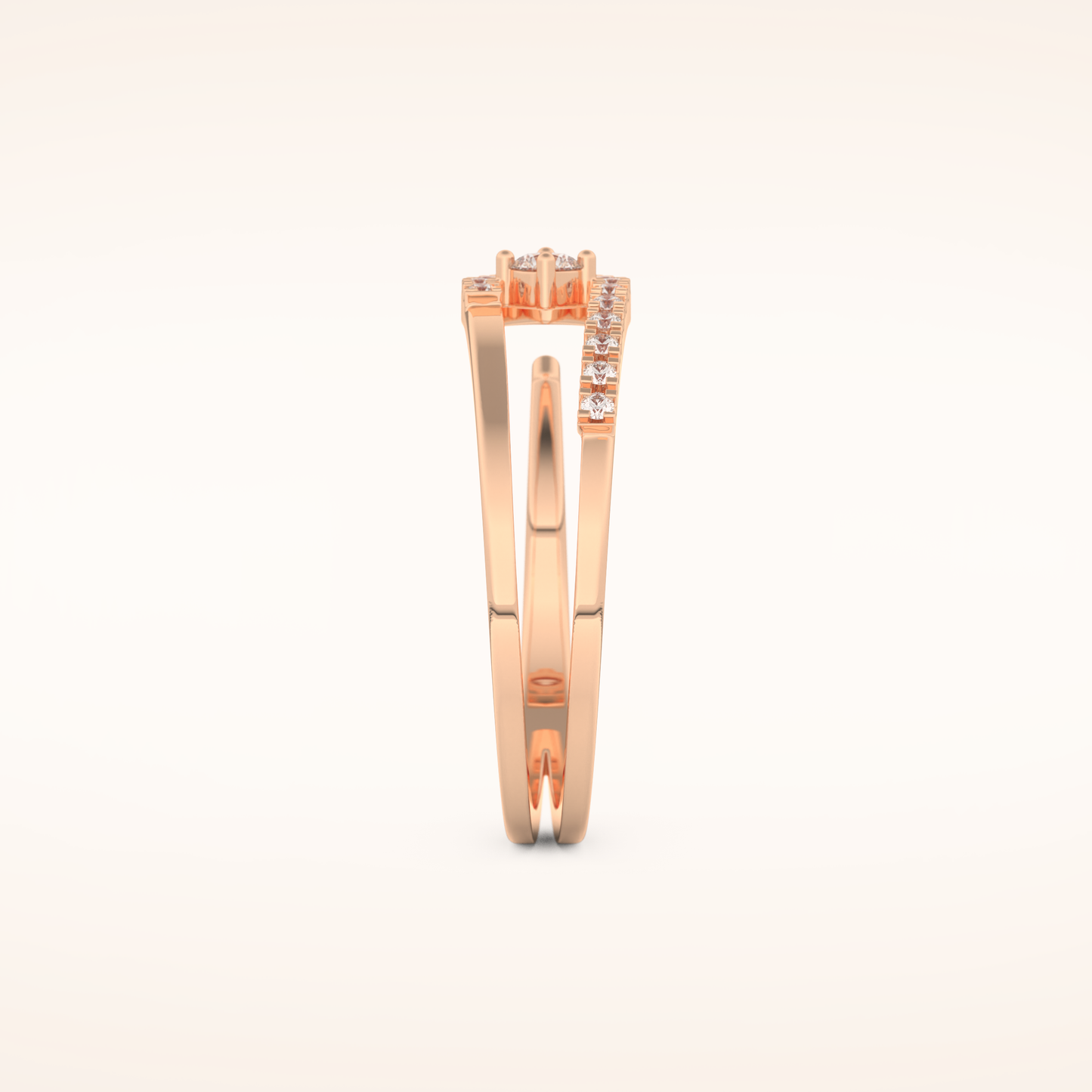 0.13 TCW Round Shaped Moissanite Multi Stone Open Shank Wedding Band