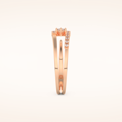 0.13 TCW Round Shaped Moissanite Multi Stone Open Shank Wedding Band