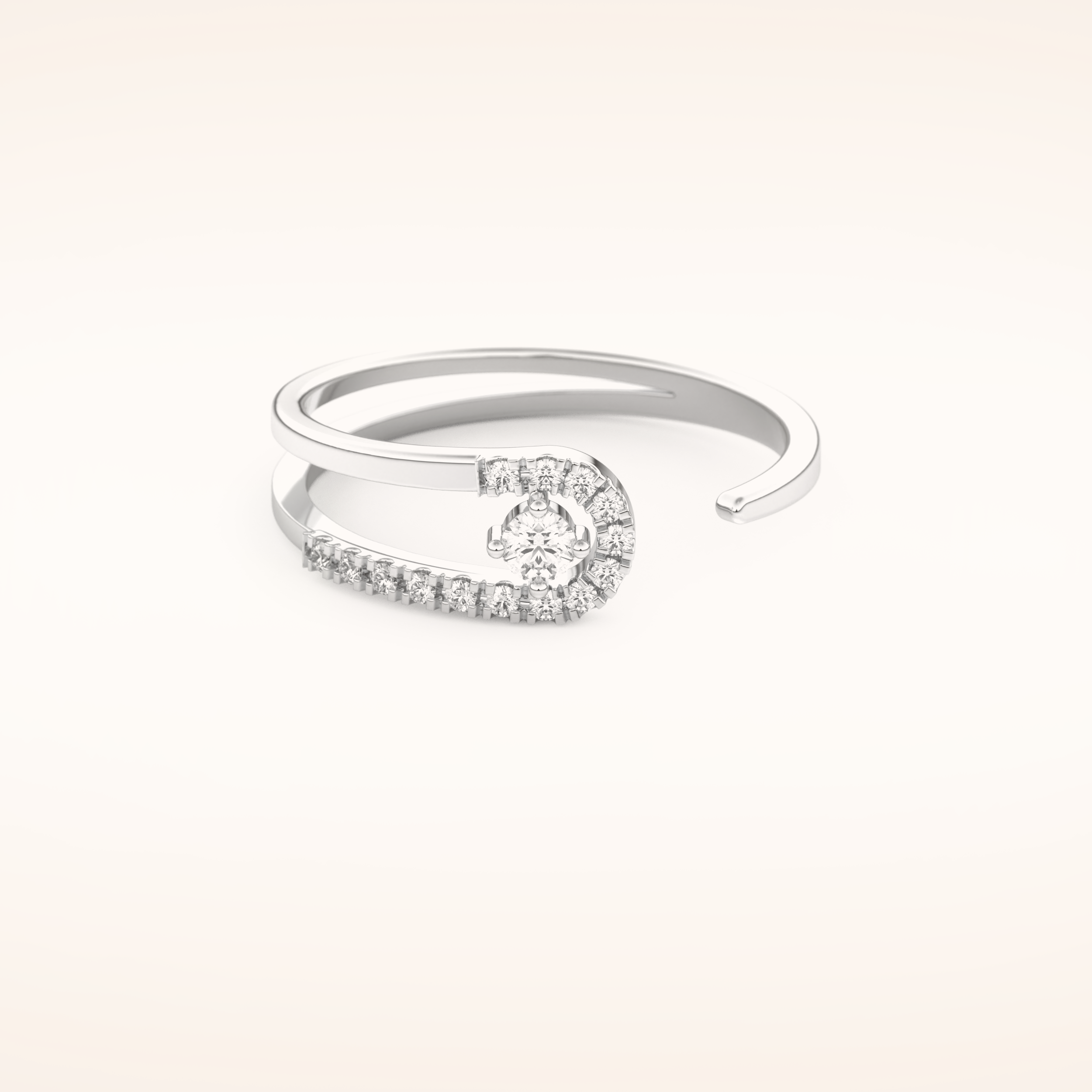 0.13 TCW Round Shaped Moissanite Multi Stone Open Shank Wedding Band