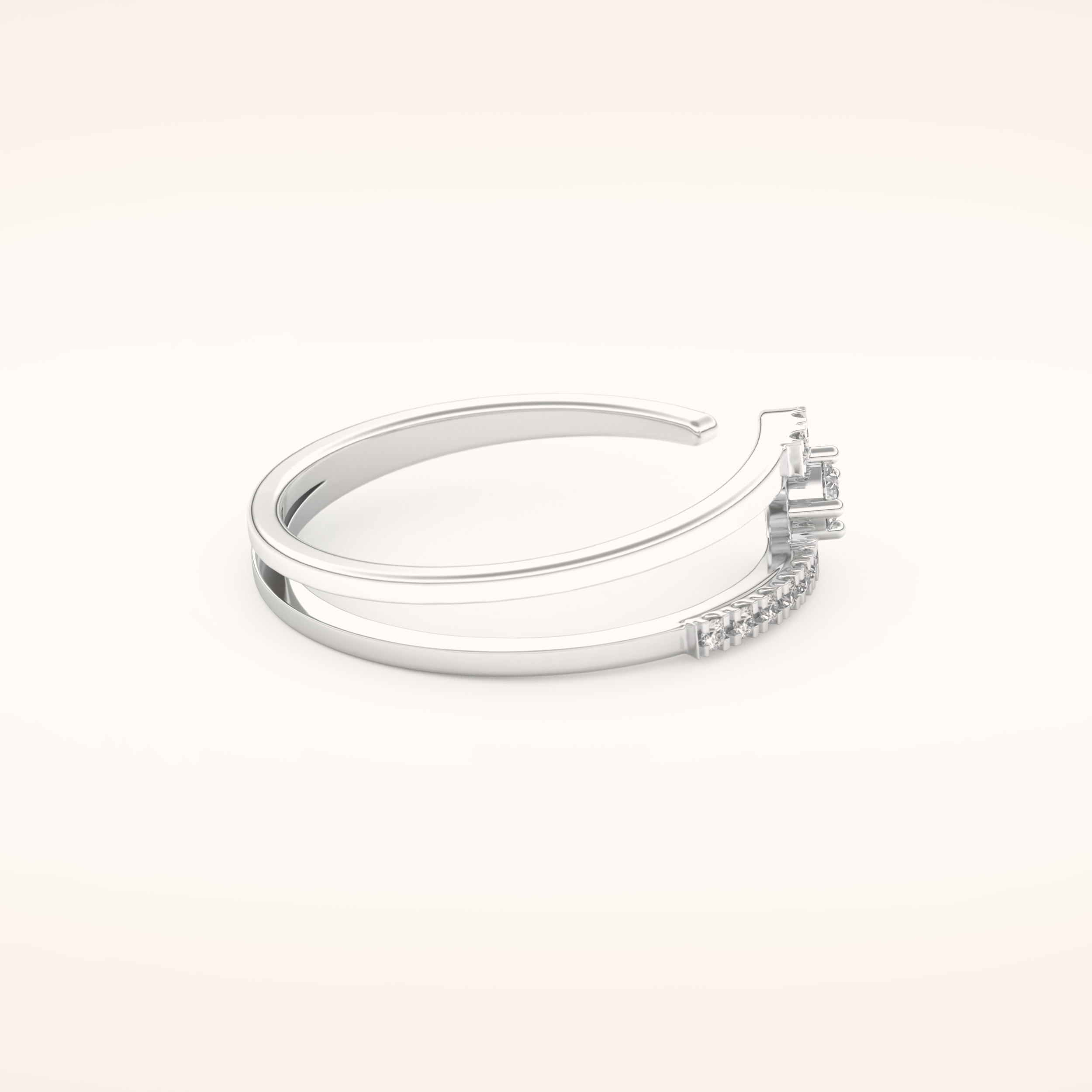 0.13 TCW Round Shaped Moissanite Multi Stone Open Shank Wedding Band