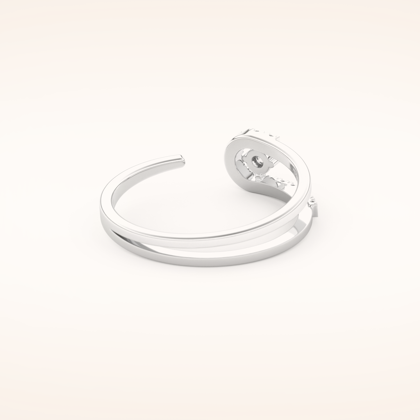 0.13 TCW Round Shaped Moissanite Multi Stone Open Shank Wedding Band