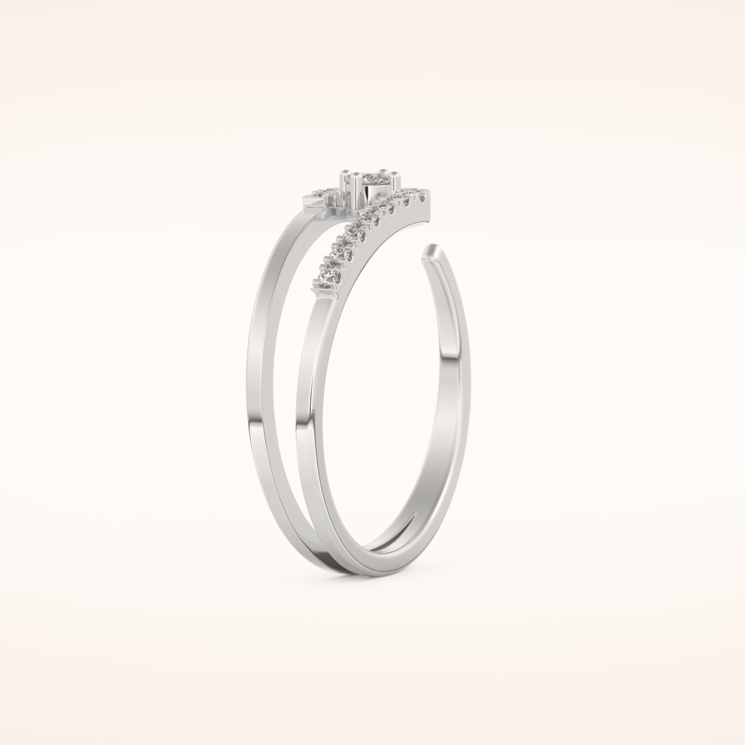 0.13 TCW Round Shaped Moissanite Multi Stone Open Shank Wedding Band