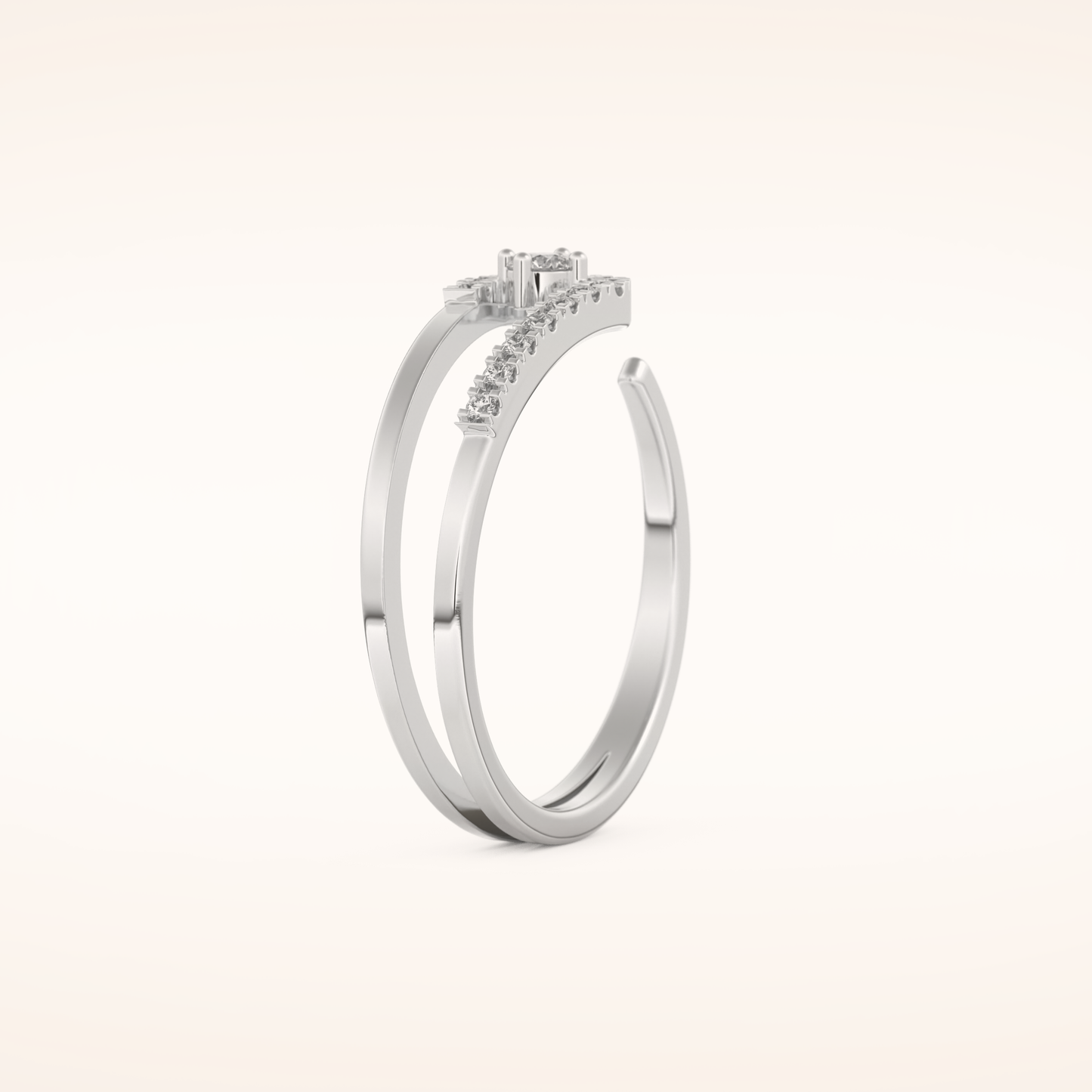 0.13 TCW Round Shaped Moissanite Multi Stone Open Shank Wedding Band