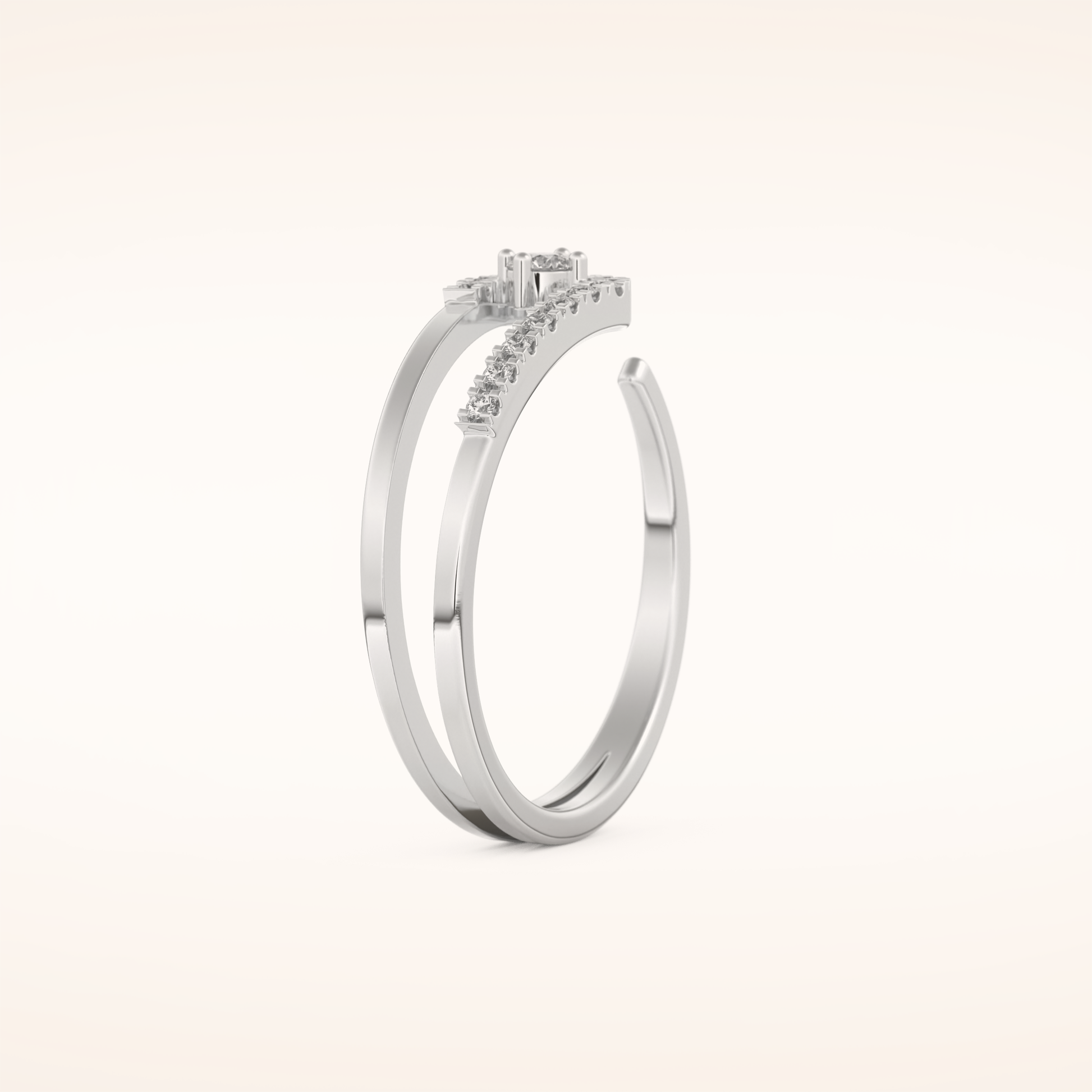 0.13 TCW Round Shaped Moissanite Multi Stone Open Shank Wedding Band