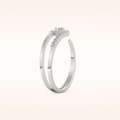 0.13 TCW Round Shaped Moissanite Multi Stone Open Shank Wedding Band