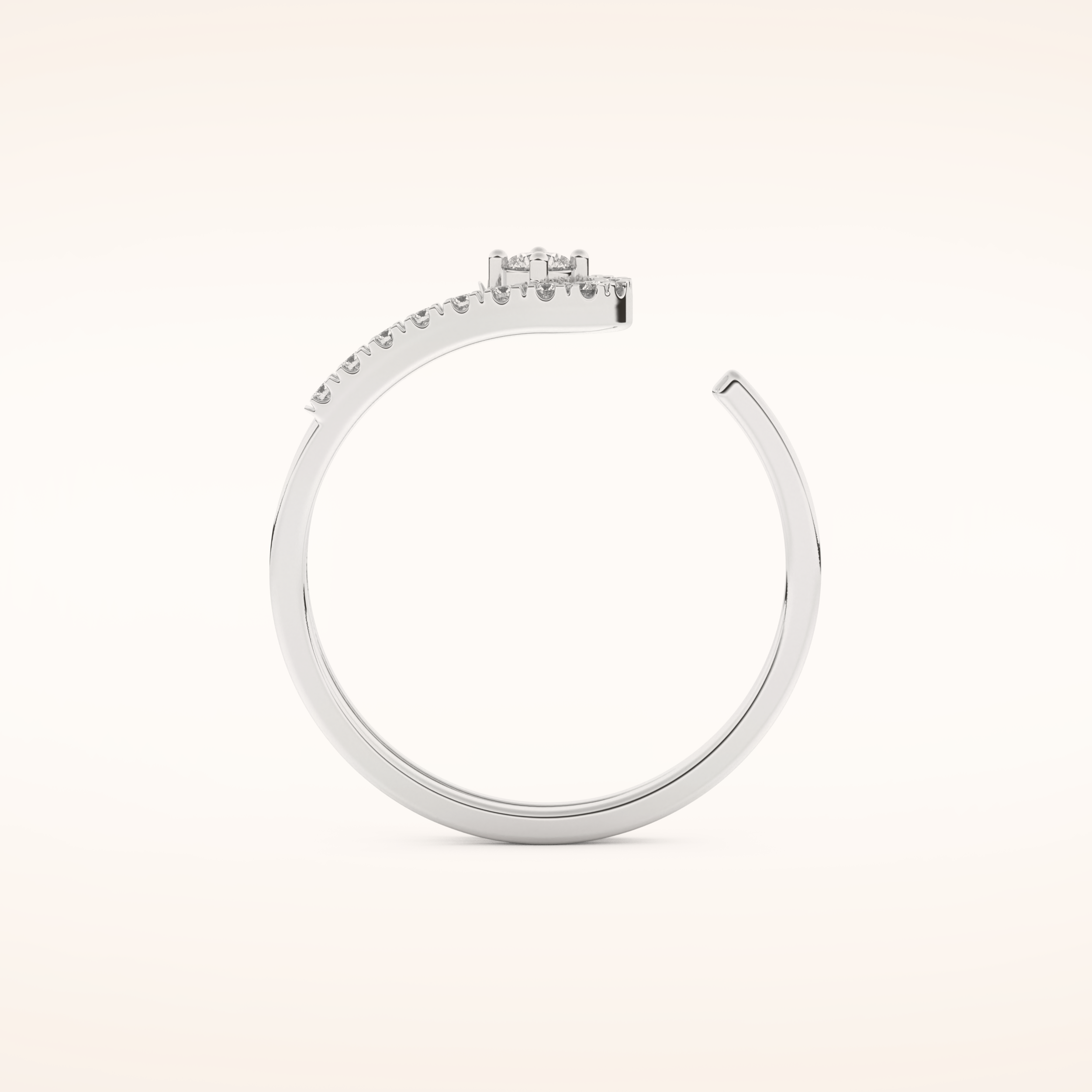 0.13 TCW Round Shaped Moissanite Multi Stone Open Shank Wedding Band