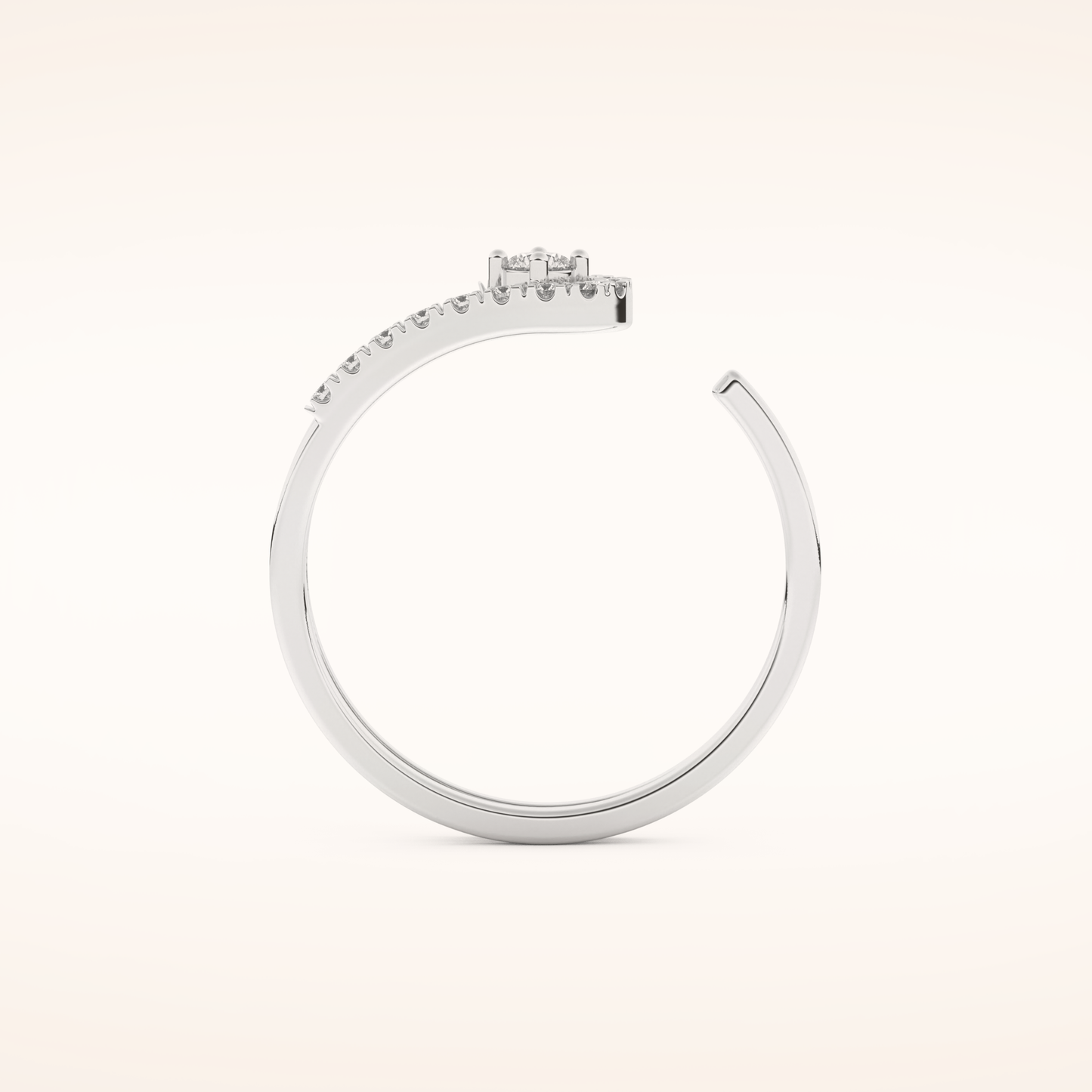 0.13 TCW Round Shaped Moissanite Multi Stone Open Shank Wedding Band