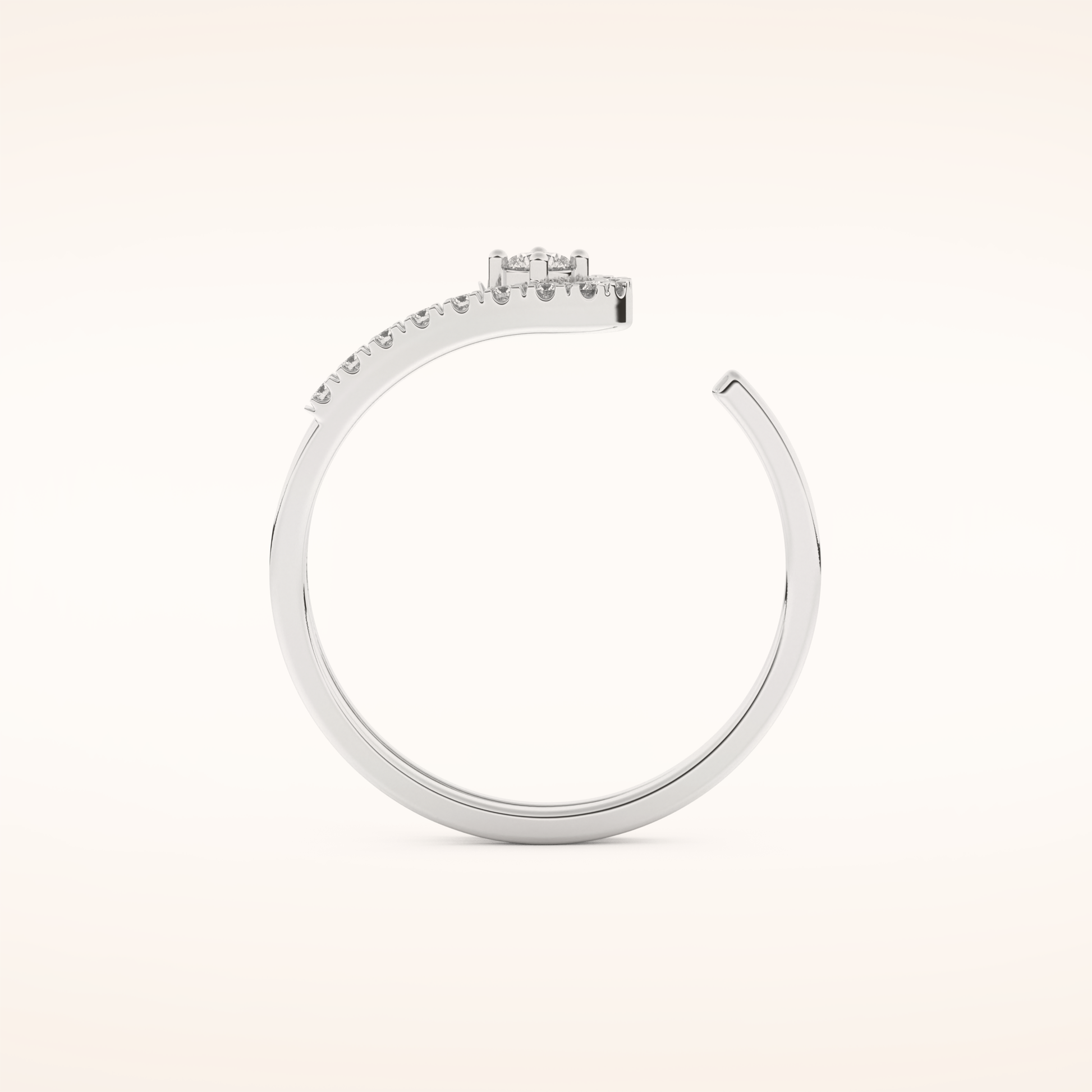 0.13 TCW Round Shaped Moissanite Multi Stone Open Shank Wedding Band