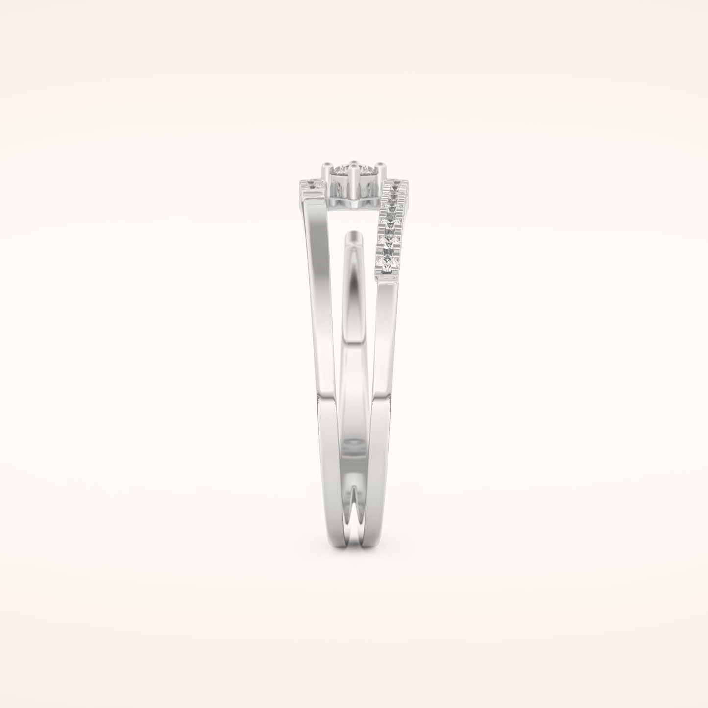 0.13 TCW Round Shaped Moissanite Multi Stone Open Shank Wedding Band