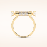 1.07 TCW Round Shaped Moissanite Lightning Bolt Of Zeus Wedding Band