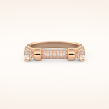 1.07 TCW Round Shaped Moissanite Lightning Bolt Of Zeus Wedding Band
