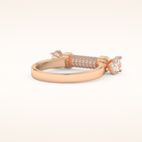 1.07 TCW Round Shaped Moissanite Lightning Bolt Of Zeus Wedding Band