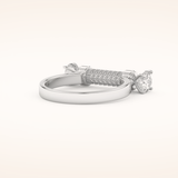 1.07 TCW Round Shaped Moissanite Lightning Bolt Of Zeus Wedding Band