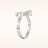 1.07 TCW Round Shaped Moissanite Lightning Bolt Of Zeus Wedding Band