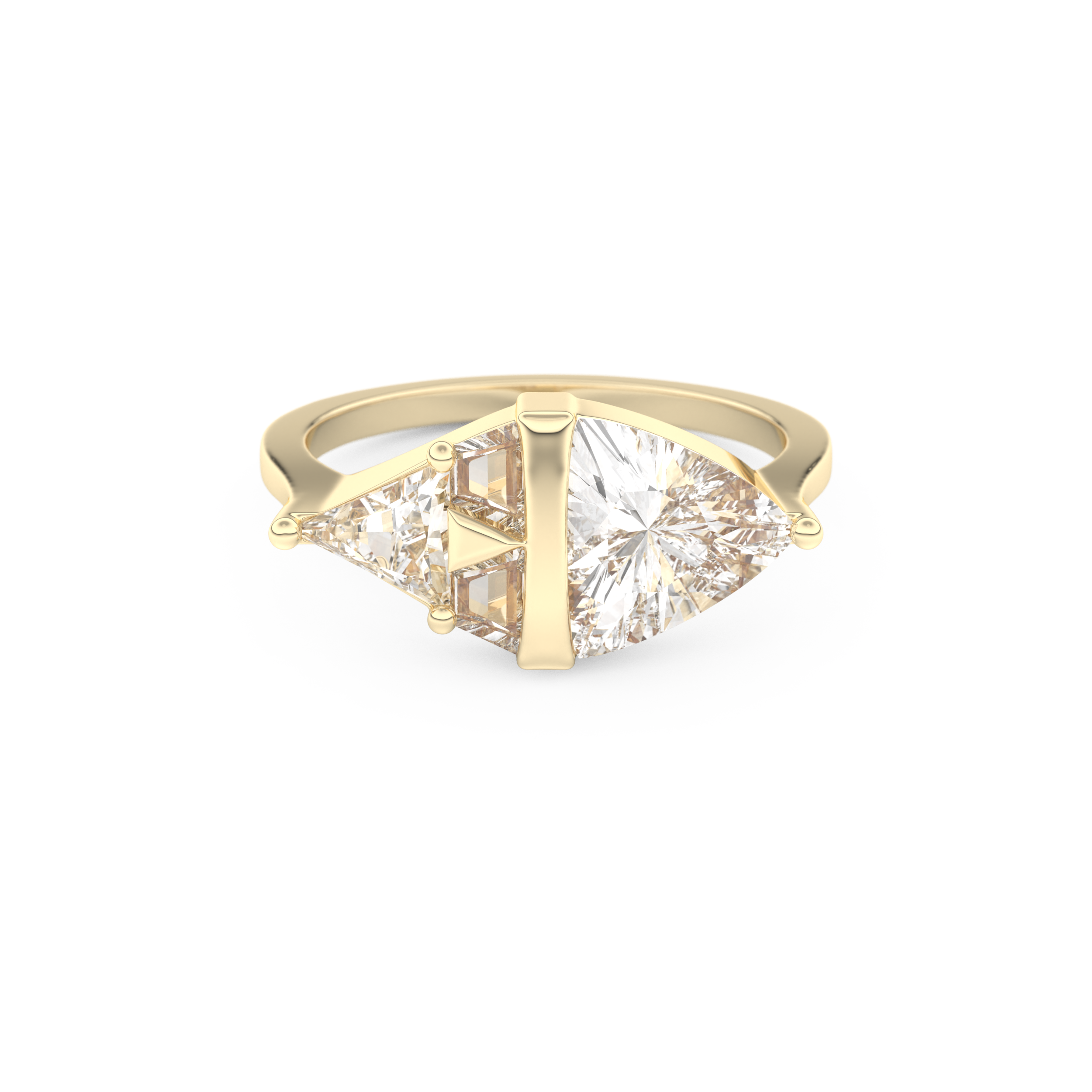 Wedding Band with 2.18 CT Trillion Curved ,Triangle Baguette Cut Moissanite – Yellow, White, or Rose Gold