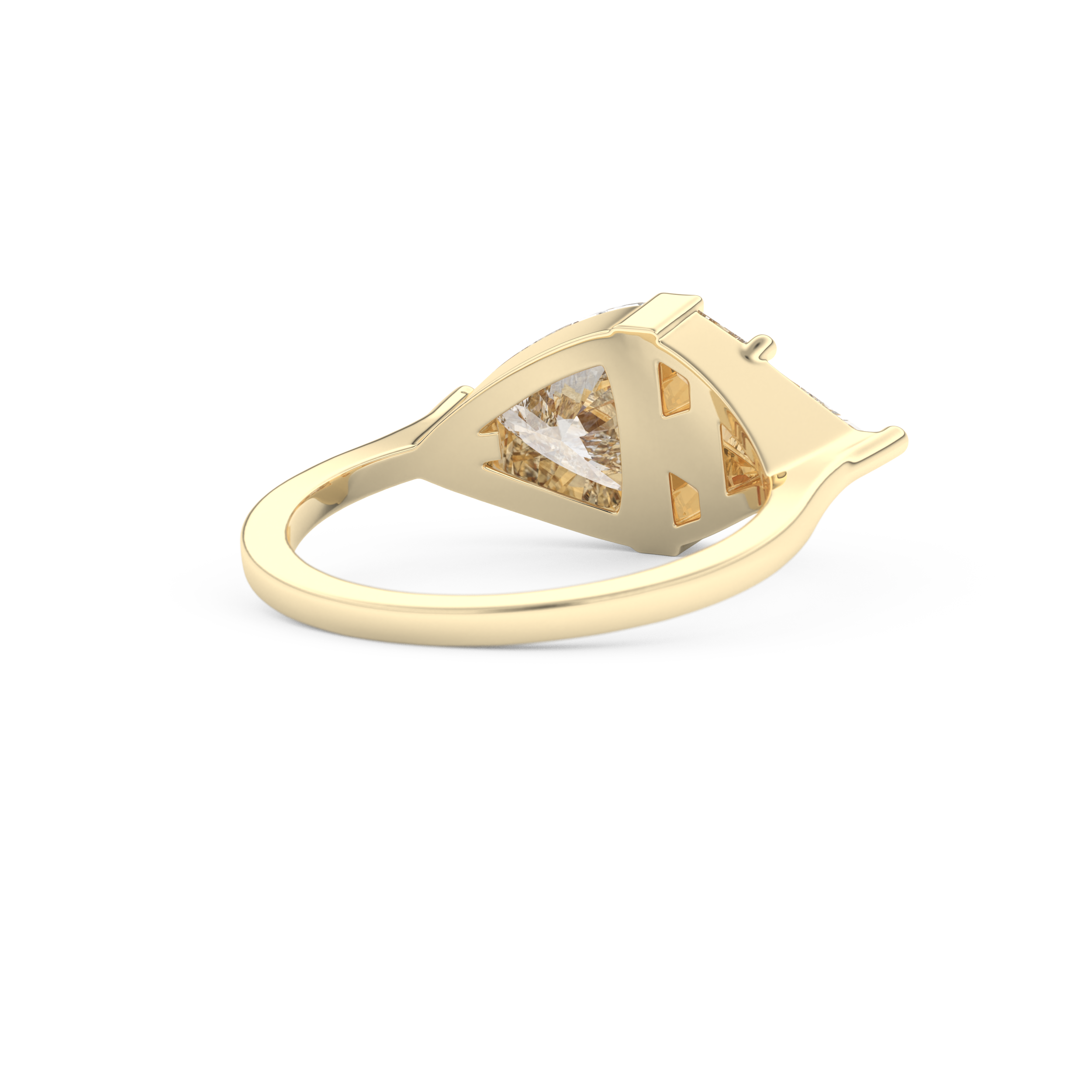 Wedding Band with 2.18 CT Trillion Curved ,Triangle Baguette Cut Moissanite – Yellow, White, or Rose Gold