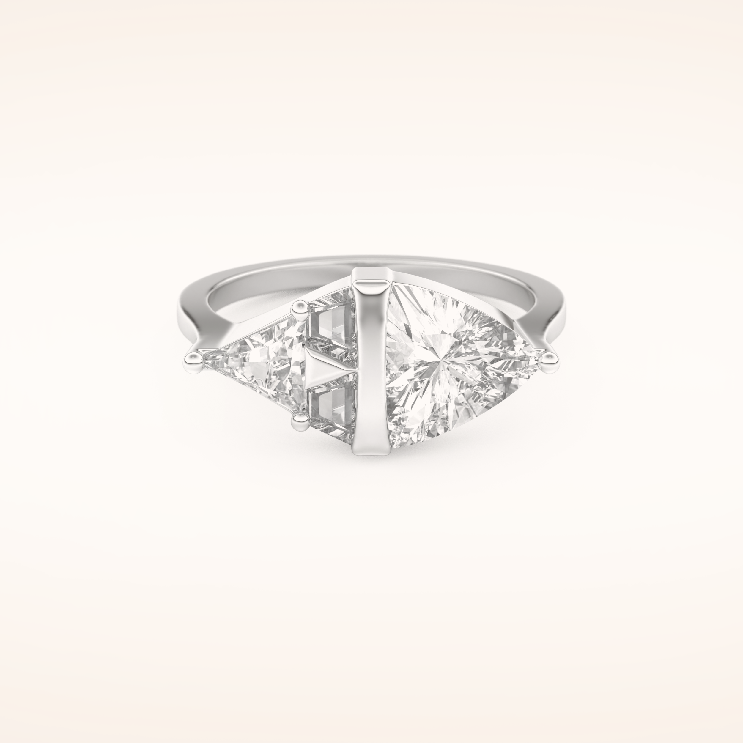 2.18 TCW Trillion, Triangle & Baguette Shaped Moissanite Pyramid Wedding Band