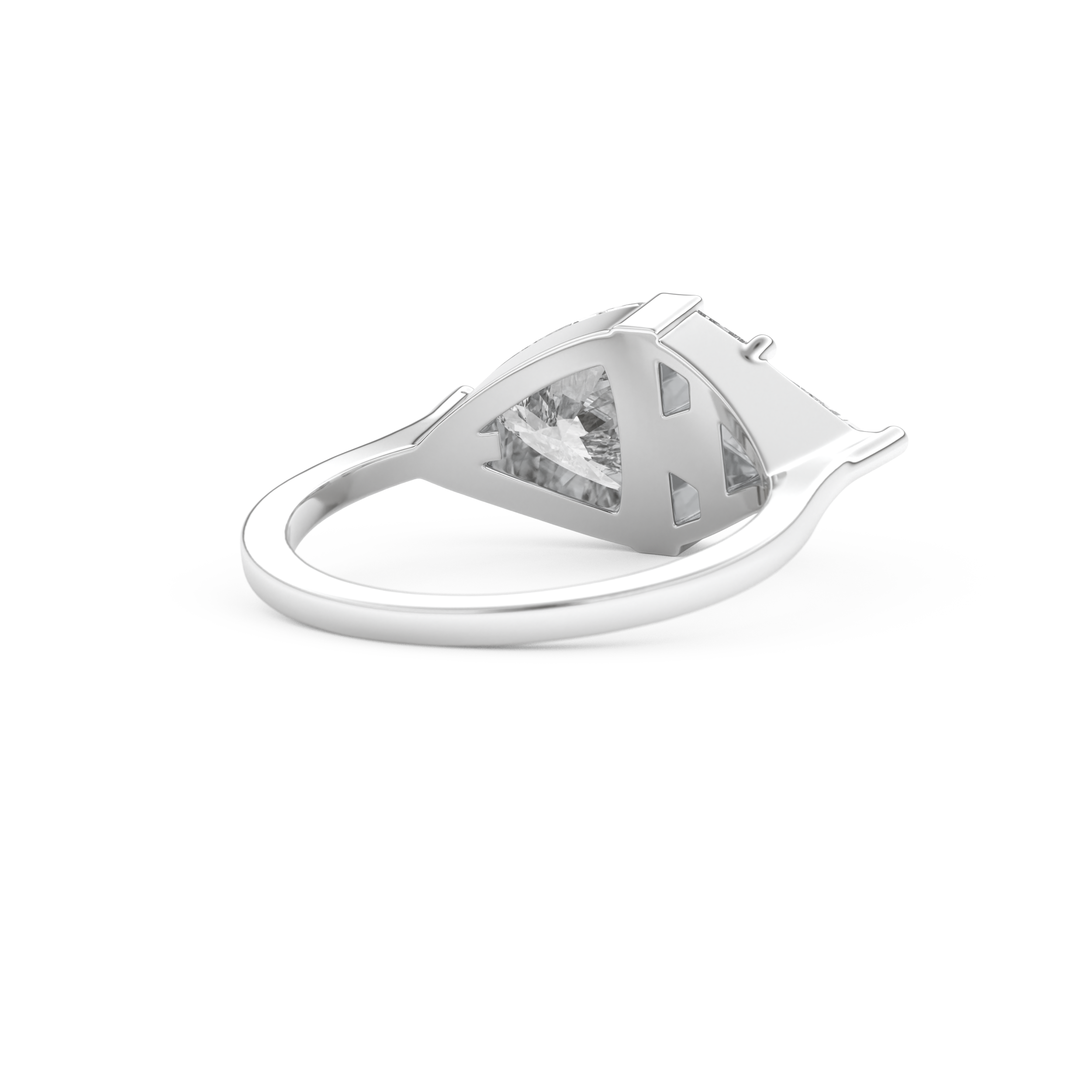 Wedding Band with 2.18 CT Trillion Curved ,Triangle Baguette Cut Moissanite – Yellow, White, or Rose Gold