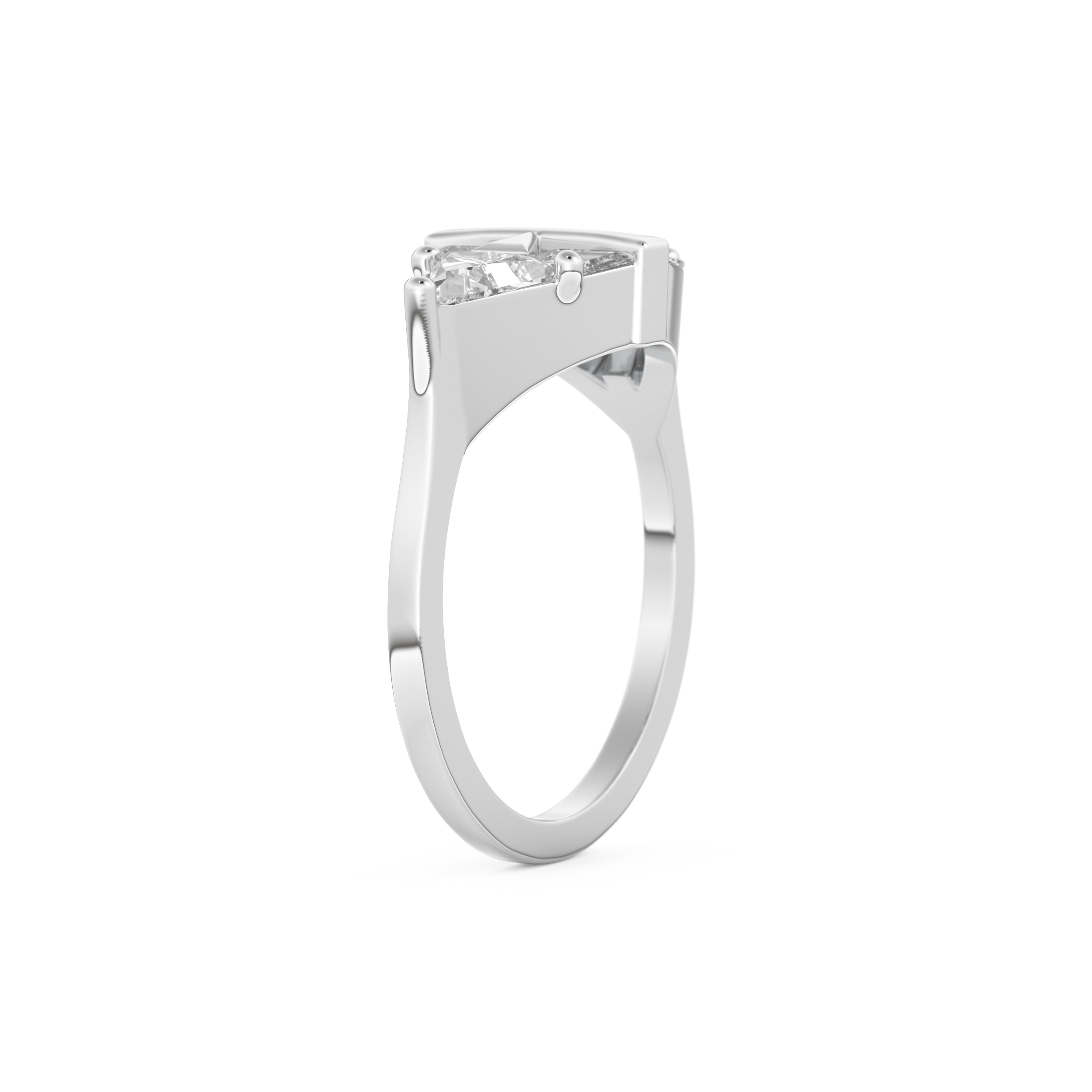 Wedding Band with 2.18 CT Trillion Curved ,Triangle Baguette Cut Moissanite – Yellow, White, or Rose Gold