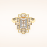 1.34 CT Emerald Shaped Vintage Art Deco Moissanite Engagement Ring