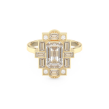 Elongated Emerald Cut 1.34 Carat Moissanite Ring – Halo Setting in Gold