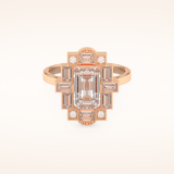 1.34 CT Emerald Shaped Vintage Art Deco Moissanite Engagement Ring