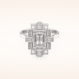 1.34 CT Emerald Shaped Vintage Art Deco Moissanite Engagement Ring