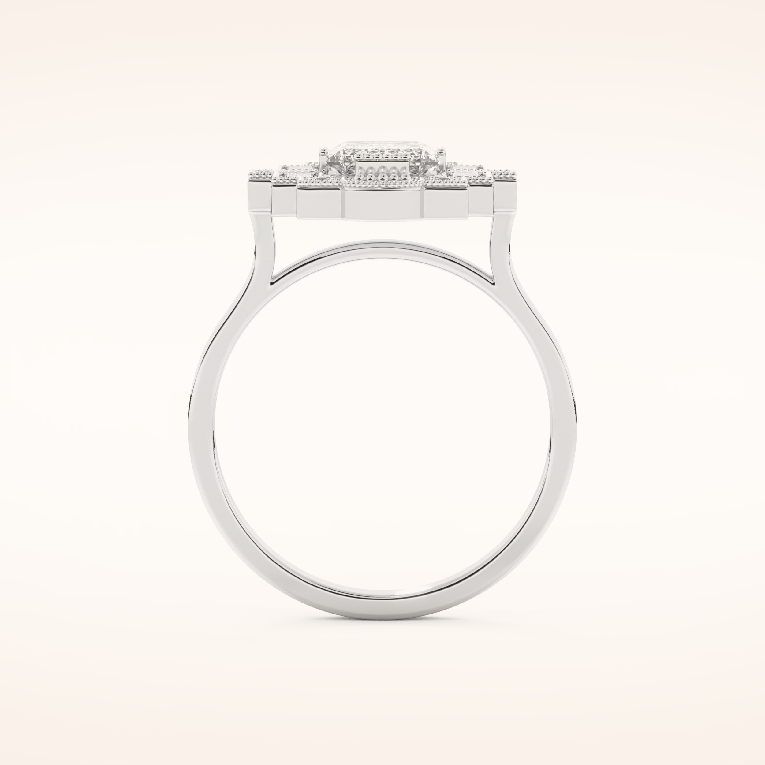 1.34 CT Emerald Shaped Vintage Art Deco Moissanite Engagement Ring