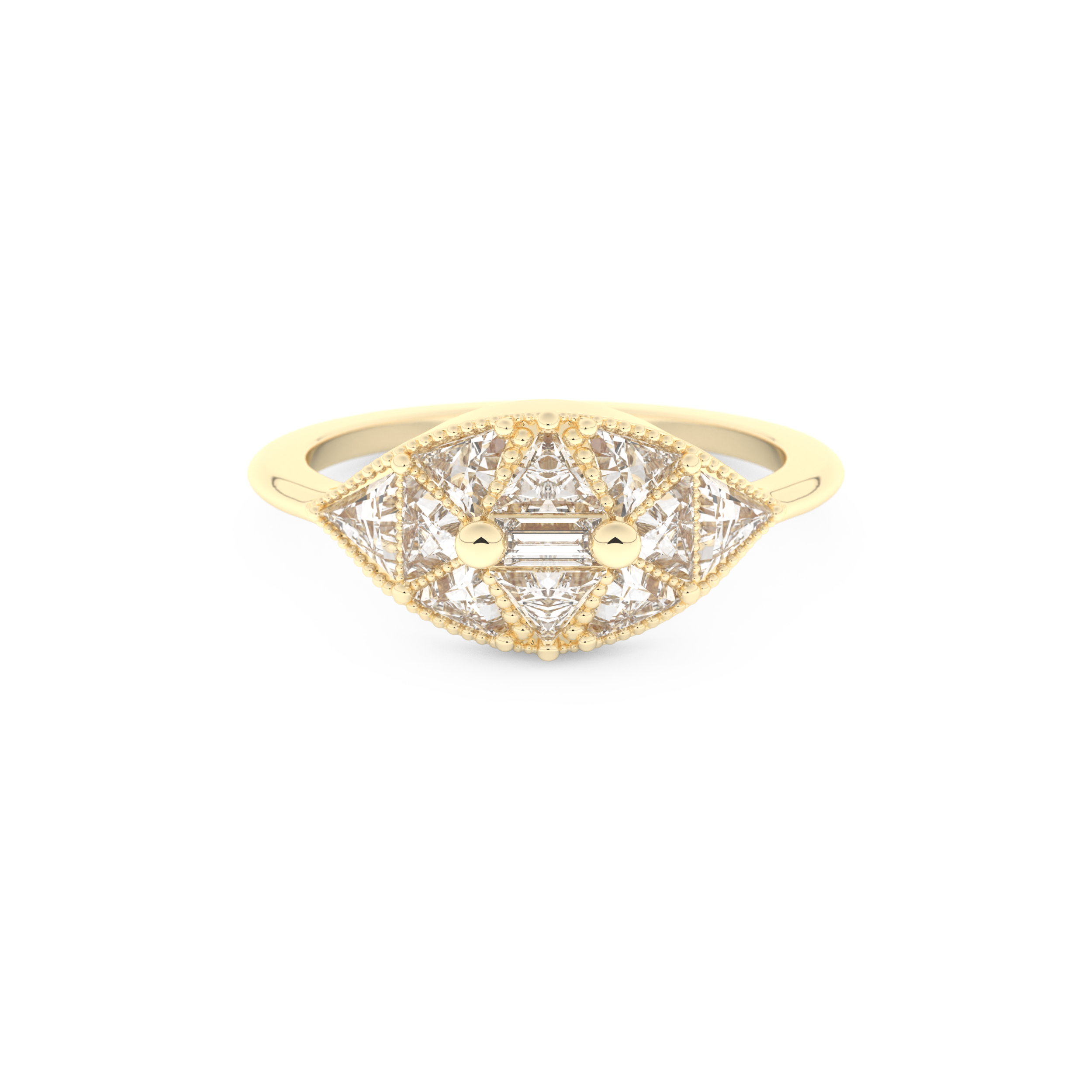 Wedding Band with 1.51 CT Triangle & Baguette Straight Cut Moissanite – Yellow, White, or Rose Gold