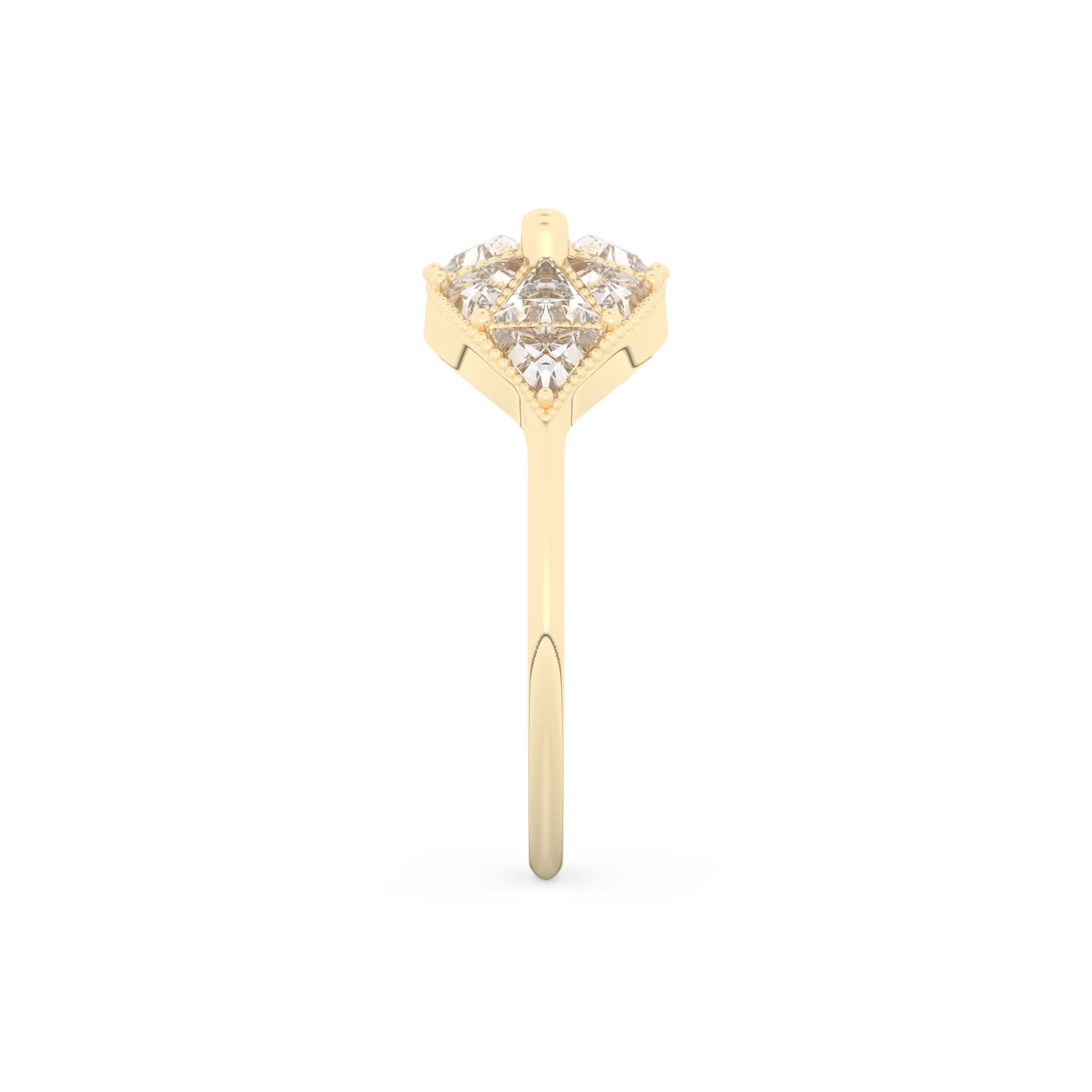 Wedding Band with 1.51 CT Triangle & Baguette Straight Cut Moissanite – Yellow, White, or Rose Gold